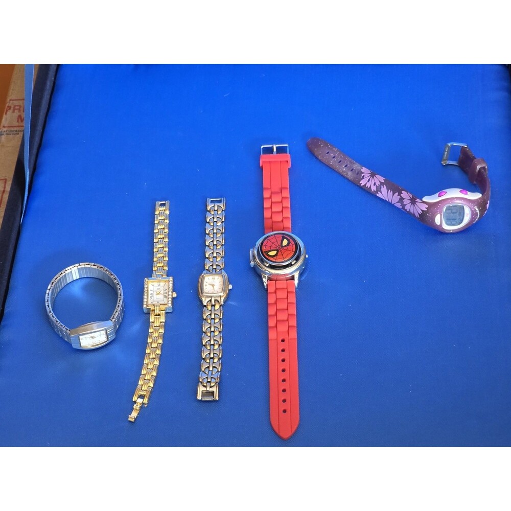 Lucien Piccard Ernest Johnson Spiderman Foxy Gramercy Lot Of 5 Watches Untested